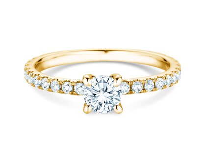 Engagement ring Classic 4 Pavé in 18K yellow gold with lab-grown diamonds 0.87ct E/VS