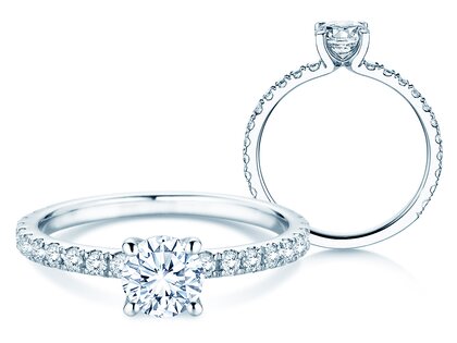 Engagement ring Classic 4 Pavé in platinum