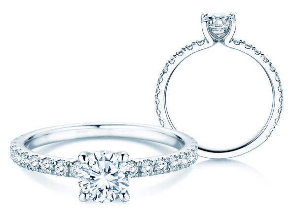 Engagement ring Classic 4 Pavé in platinum