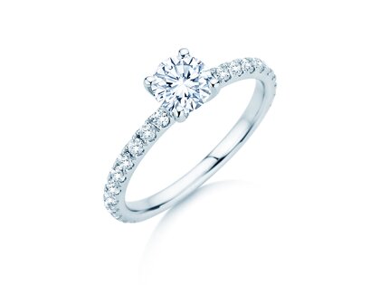 Engagement ring Classic 4 Pavé in platinum