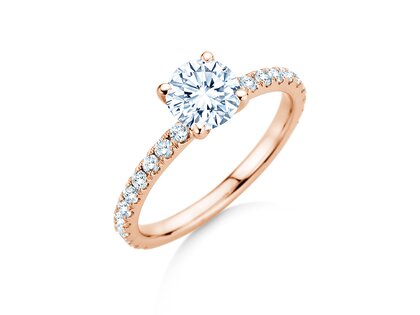 Engagement ring Classic 4 Pavé in 18K rosé gold with lab-grown diamonds 1.44ct E/VS