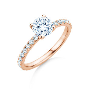 Engagement ring Classic 4 Pavé in 18K rosé gold with lab-grown diamonds 1.44ct E/VS