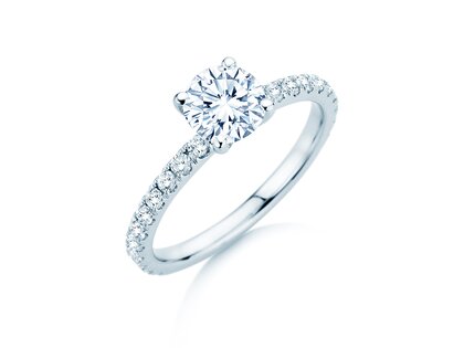 Engagement ring Classic 4 Pavé in 14K white gold with lab-grown diamonds 1.44ct E/VS