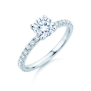 Engagement ring Classic 4 Pavé in 14K white gold with lab-grown diamonds 1.44ct E/VS