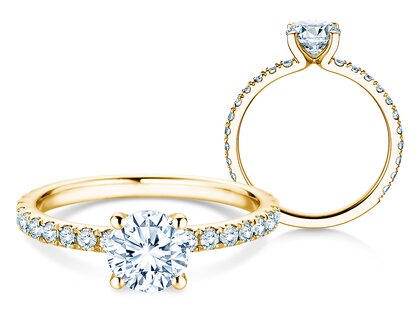 Engagement ring Classic 4 Pavé in 18K yellow gold with lab-grown diamonds 1.44ct