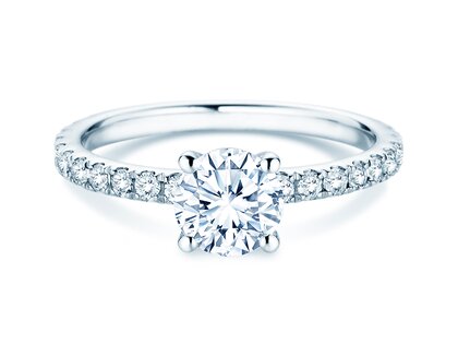 Engagement ring Classic 4 Pavé in 14K white gold with lab-grown diamonds 1.44ct E/VS