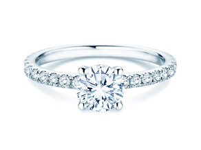 Engagement ring Classic 4 Pavé in 14K white gold with lab-grown diamonds 1.44ct E/VS