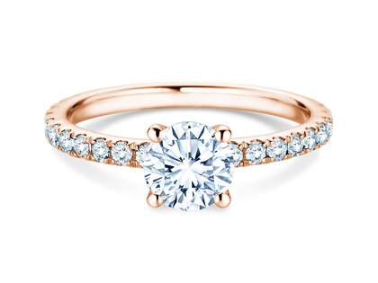 Engagement ring Classic 4 Pavé in 18K rosé gold with lab-grown diamonds 1.44ct E/VS