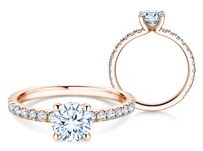 Engagement ring Classic 4 Pavé in 9K rosé gold with lab-grown diamonds 1.44ct