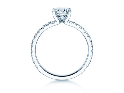 Engagement ring Classic 4 Pavé in 14K white gold with lab-grown diamonds 1.44ct E/VS