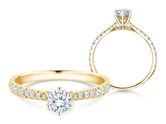 Engagement ring Classic 6 Hidden Halo Pavé in 9K white gold with diamonds 0.89ct G/SI