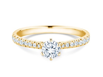 Engagement ring Classic 6 Hidden Halo Pavé in 14K yellow gold with diamonds 0.55ct G/SI