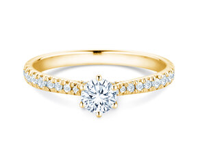 Engagement ring Classic 6 Hidden Halo Pavé in 14K yellow gold with diamonds 0.55ct G/SI