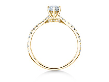 Engagement ring Classic 6 Hidden Halo Pavé in 14K yellow gold with diamonds 0.55ct G/SI
