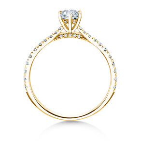 Engagement ring Classic 6 Hidden Halo Pavé in 14K yellow gold with diamonds 0.55ct G/SI