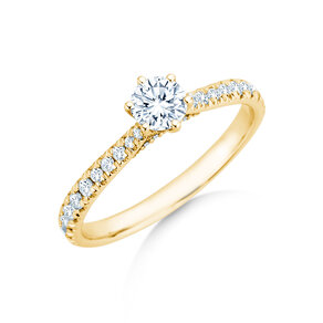 Engagement ring Classic 6 Hidden Halo Pavé in 14K yellow gold with diamonds 0.55ct G/SI
