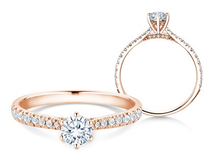 Engagement ring Classic 6 Hidden Halo Pavé in rose gold
