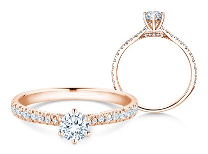 Engagement ring Classic 6 Hidden Halo Pavé in rose gold