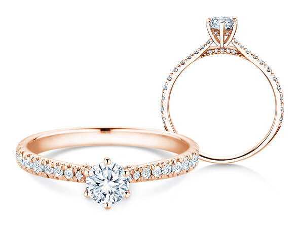 Engagement ring Classic 6 Hidden Halo Pavé in rose gold
