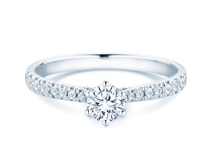 Engagement ring Classic 6 Hidden Halo Pavé in white gold