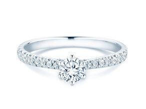Engagement ring Classic 6 Hidden Halo Pavé in white gold