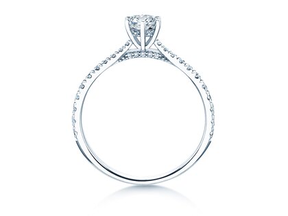 Engagement ring Classic 6 Hidden Halo Pavé in white gold