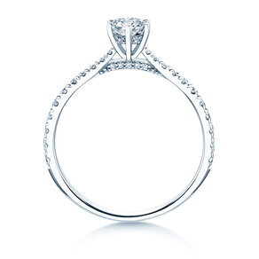 Engagement ring Classic 6 Hidden Halo Pavé in white gold