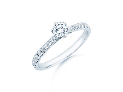 Engagement ring Classic 6 Hidden Halo Pavé in white gold