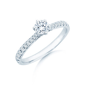 Engagement ring Classic 6 Hidden Halo Pavé in white gold