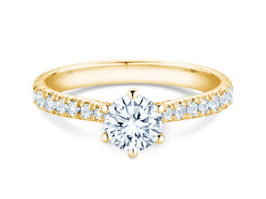 Engagement ring Classic 6 Hidden Halo Pavé in 9K yellow gold with diamonds 1.52ct G/SI