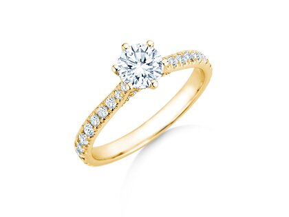 Engagement ring Classic 6 Hidden Halo Pavé in 9K yellow gold with diamonds 1.52ct G/SI