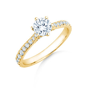 Engagement ring Classic 6 Hidden Halo Pavé in 9K yellow gold with diamonds 1.52ct G/SI