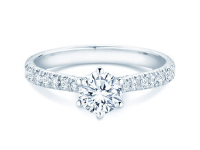 Engagement ring Classic 6 Hidden Halo Pavé in 9K white gold with diamonds 1.52ct G/SI