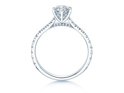 Engagement ring Classic 6 Hidden Halo Pavé in 9K white gold with diamonds 1.52ct G/SI