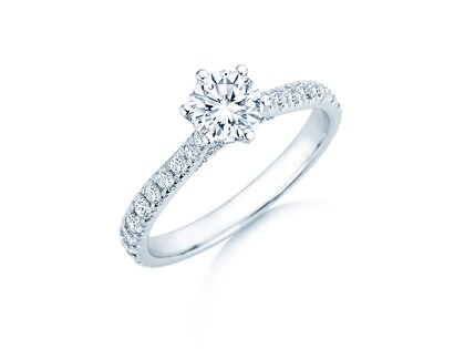 Engagement ring Classic 6 Hidden Halo Pavé in 9K white gold with diamonds 1.52ct G/SI
