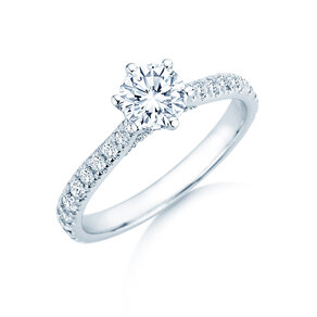 Engagement ring Classic 6 Hidden Halo Pavé in 9K white gold with diamonds 1.52ct G/SI