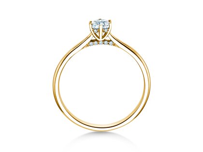 Engagement ring Classic 6 Hidden Halo in 14K yellow gold with diamonds 0.30ct G/SI