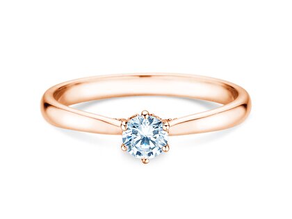 Engagement ring Classic 6 Hidden Halo in 14K rosé gold with diamonds 0.30ct G/SI