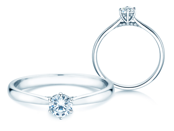 Engagement ring Classic 6 Hidden Halo in 9K white gold with diamonds 0.30ct G/SI