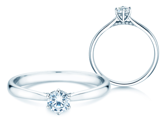 Engagement ring Classic 6 Hidden Halo in 14K white gold with diamonds 0.30ct G/SI