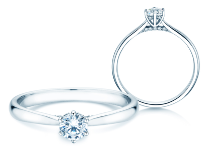 Engagement ring Classic 6 Hidden Halo in 9K white gold with diamonds 0.30ct G/SI
