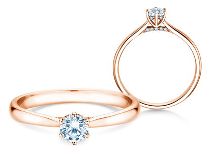Engagement ring Classic 6 Hidden Halo in 14K rosé gold with diamonds 0.30ct G/SI