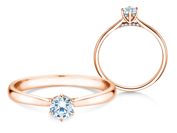 Engagement ring Classic 6 Hidden Halo in 14K rosé gold with diamonds 0.30ct G/SI