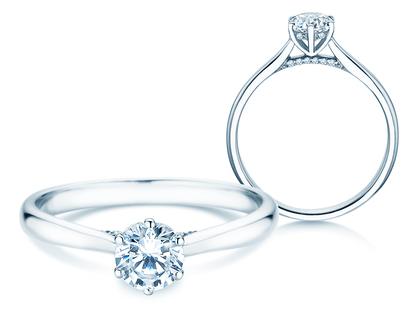 Engagement ring Classic 6 Hidden Halo in 14K white gold with diamonds 0.55ct G/SI