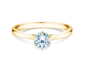 Engagement ring Classic 6 Hidden Halo in 14K yellow gold with diamonds 0.55ct G/SI