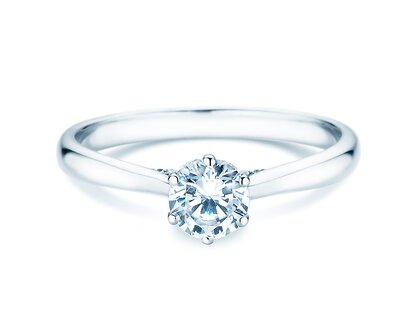 Engagement ring Classic 6 Hidden Halo in 14K white gold with diamonds 0.55ct G/SI