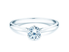 Engagement ring Classic 6 Hidden Halo in 14K white gold with diamonds 0.55ct G/SI