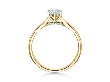 Engagement ring Classic 6 Hidden Halo in 14K yellow gold with diamonds 0.55ct G/SI