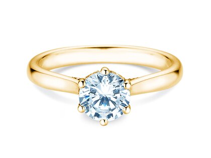 Engagement ring Classic 6 Hidden Halo in 14K yellow gold with diamonds 1.08ct G/SI