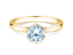 Engagement ring Classic 6 Hidden Halo in 14K yellow gold with diamonds 1.08ct G/SI